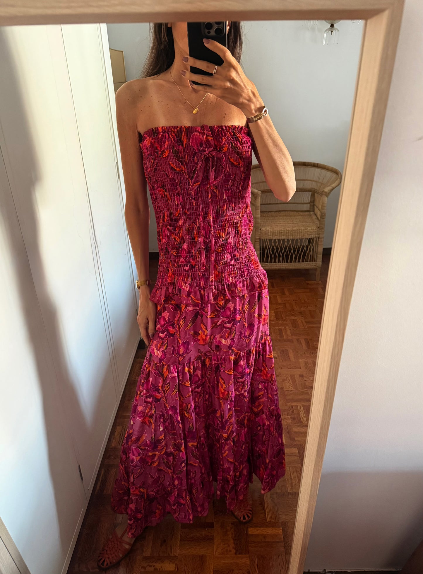 Vestido favos flores rosa