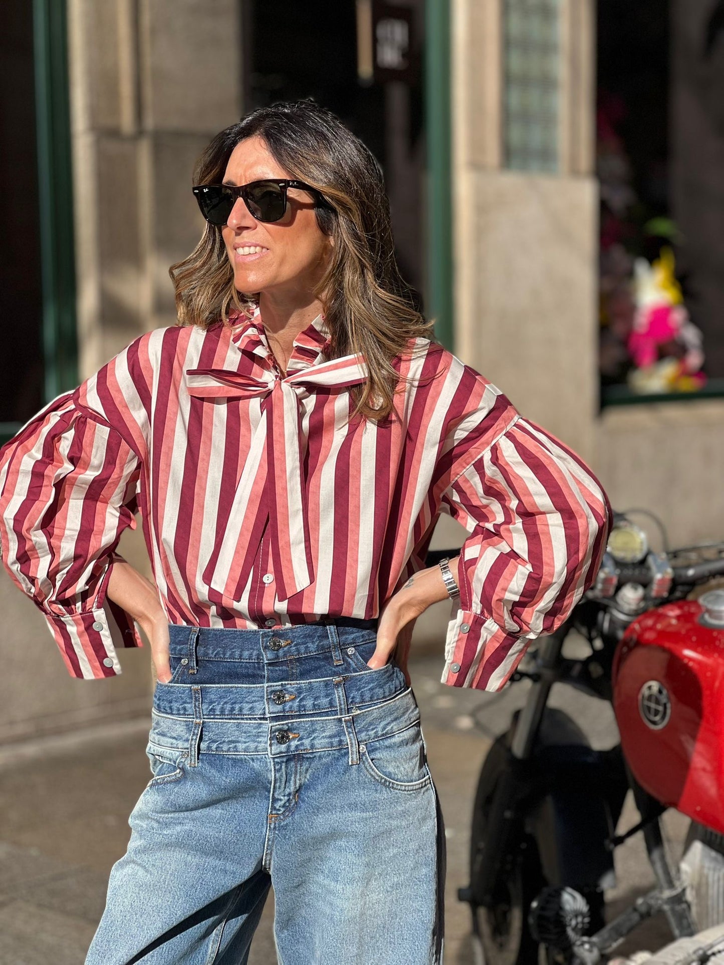 Camisa laço riscas