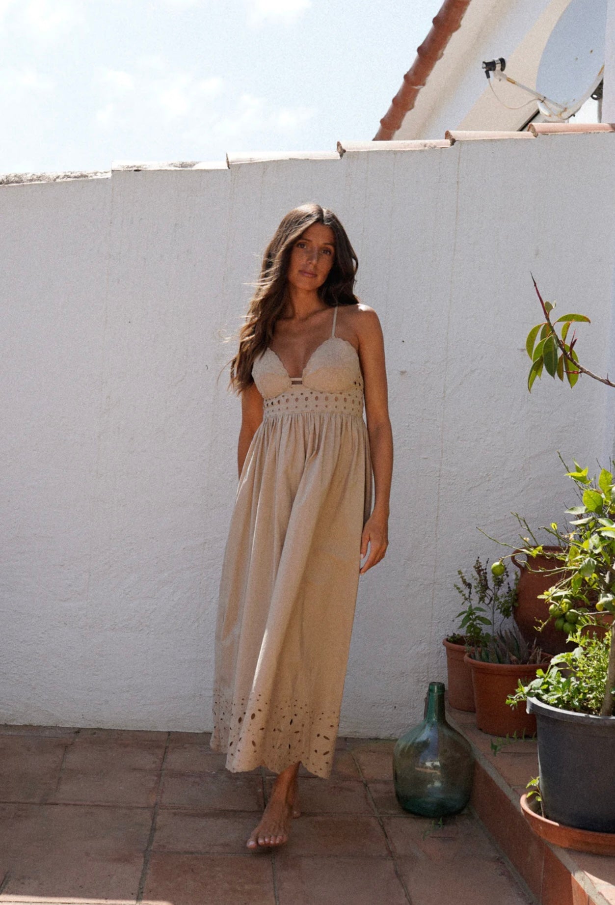 Vestido mykonos bege