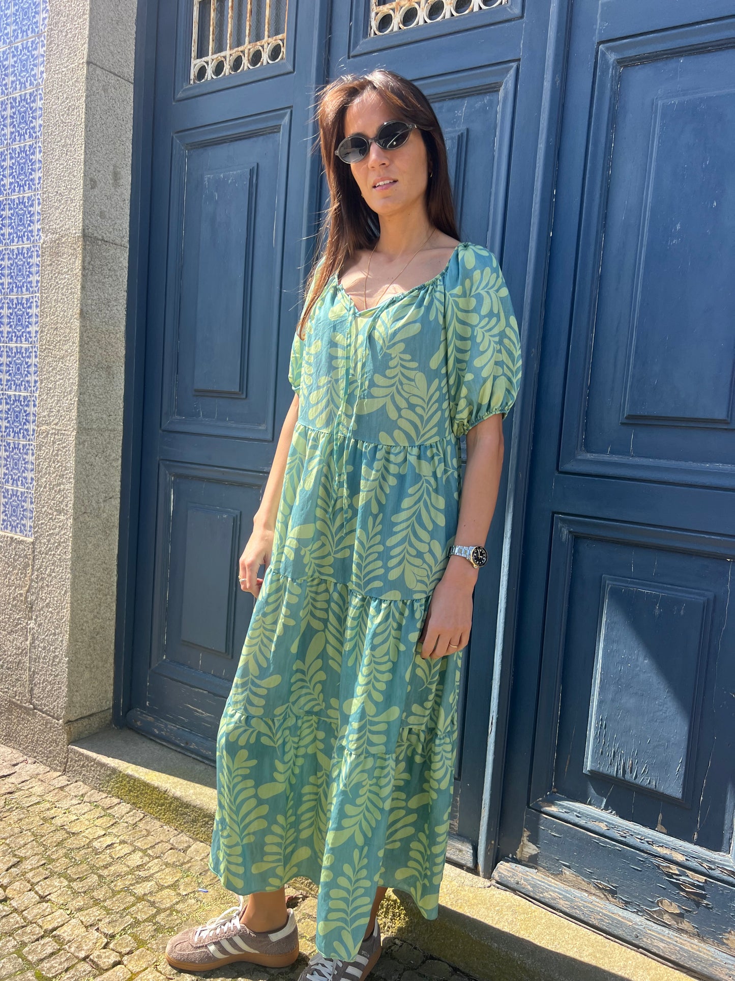 Vestido leaves agata