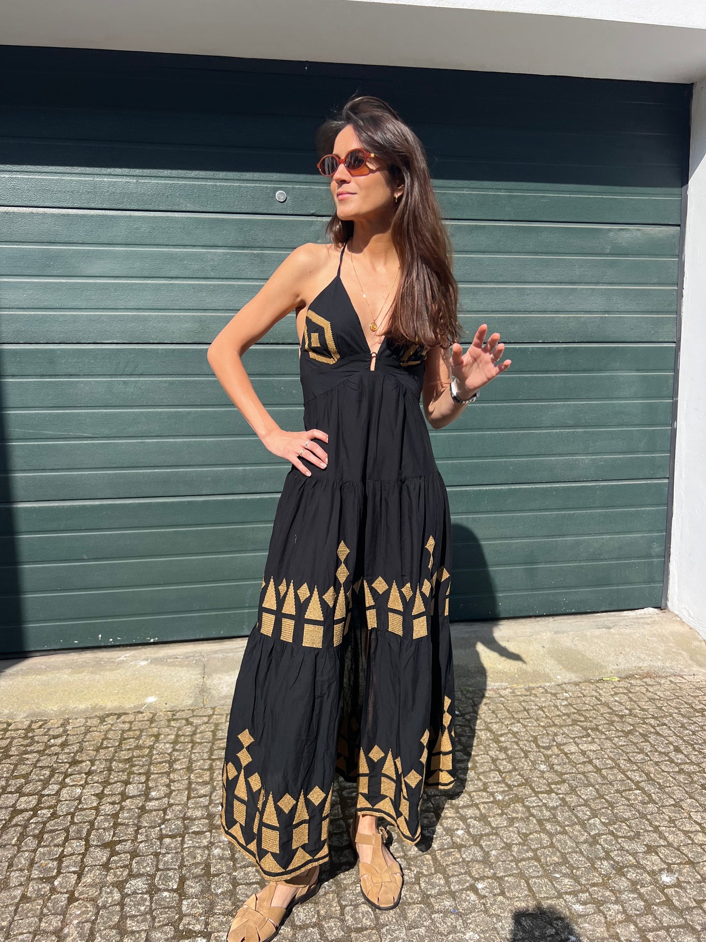 Vestido preto losangos