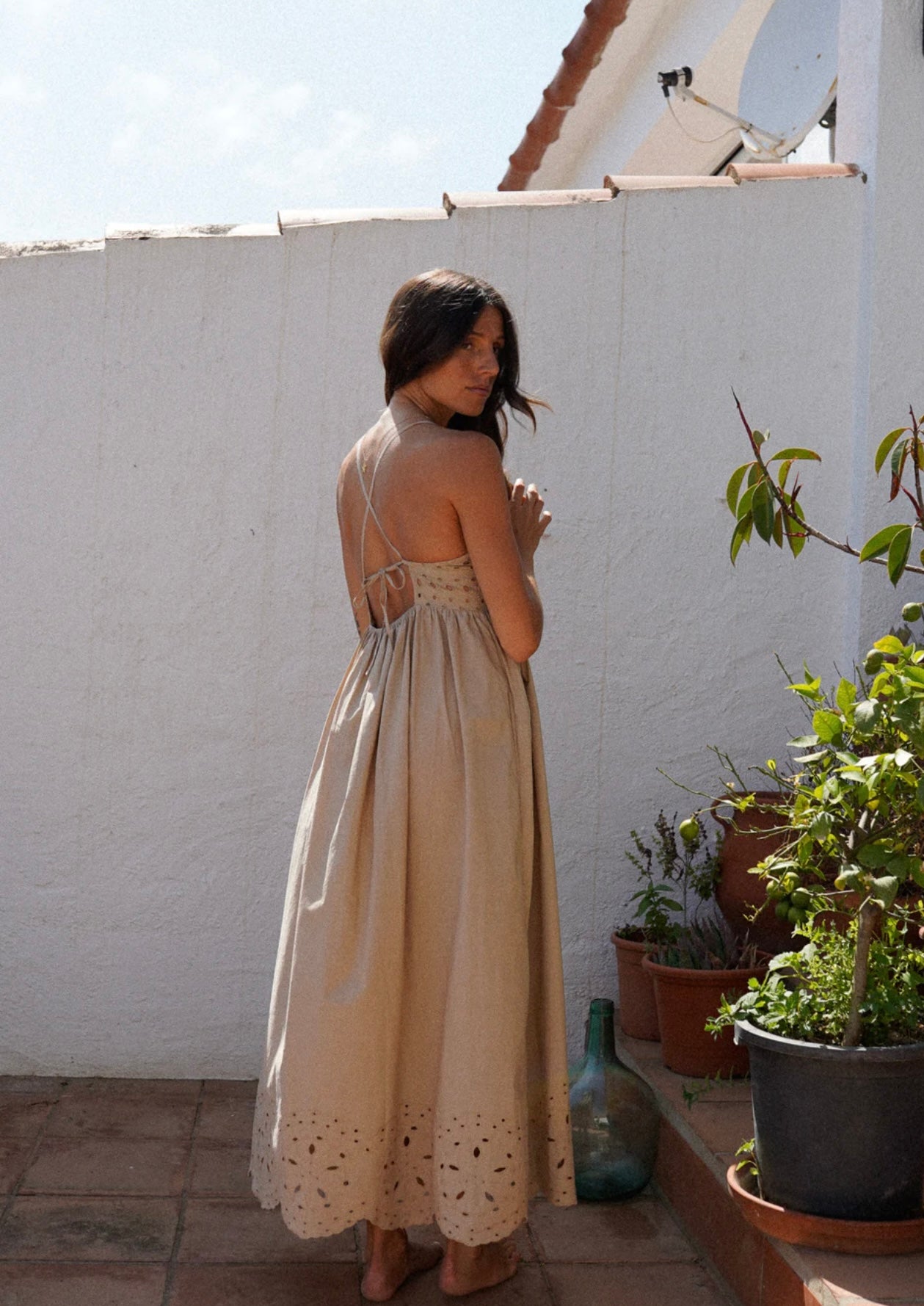 Vestido mykonos bege