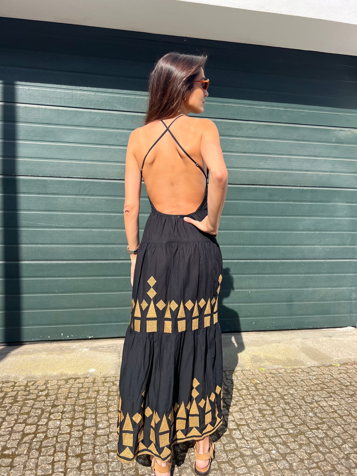 Vestido preto losangos