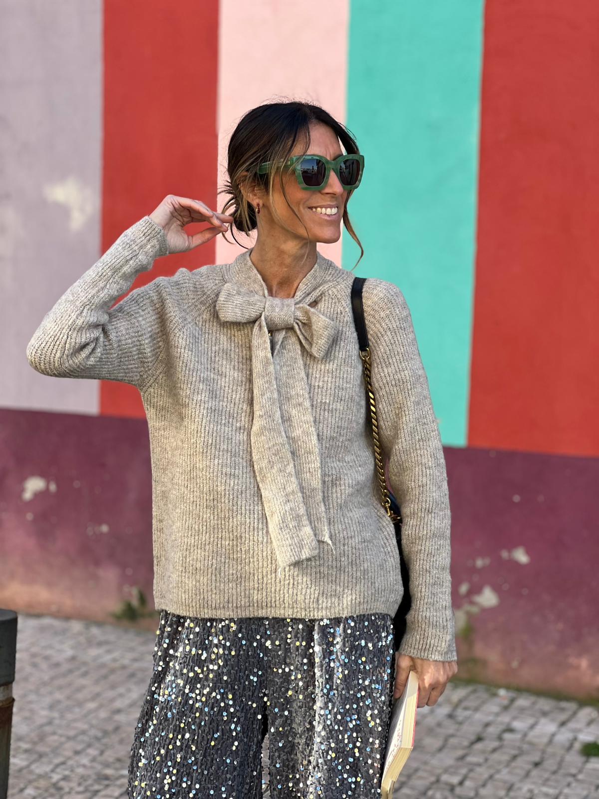 Camisola laço bege
