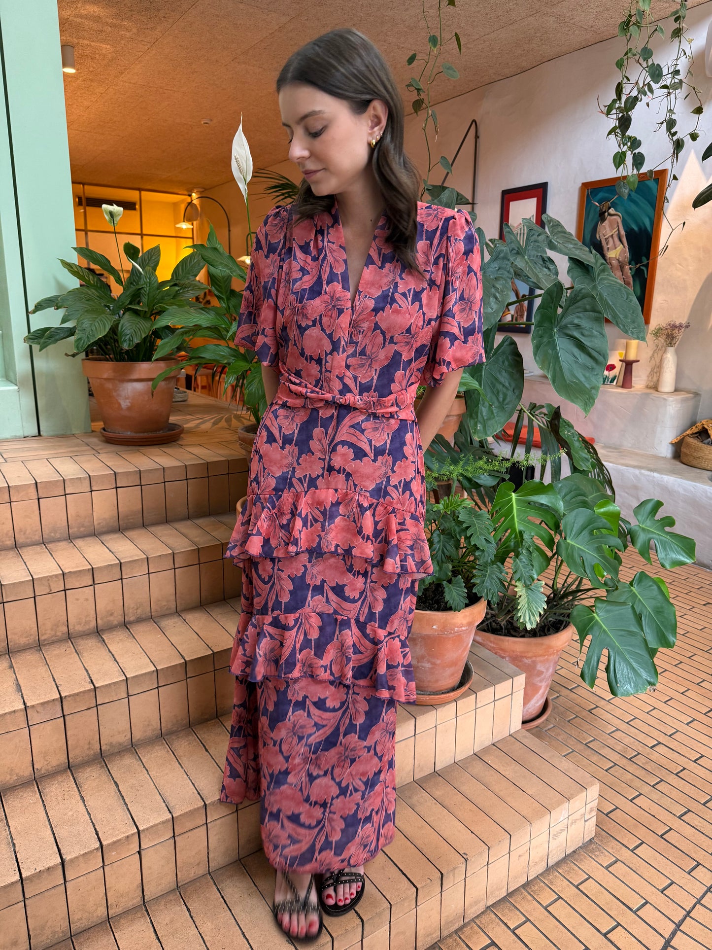 Vestido flori marinho