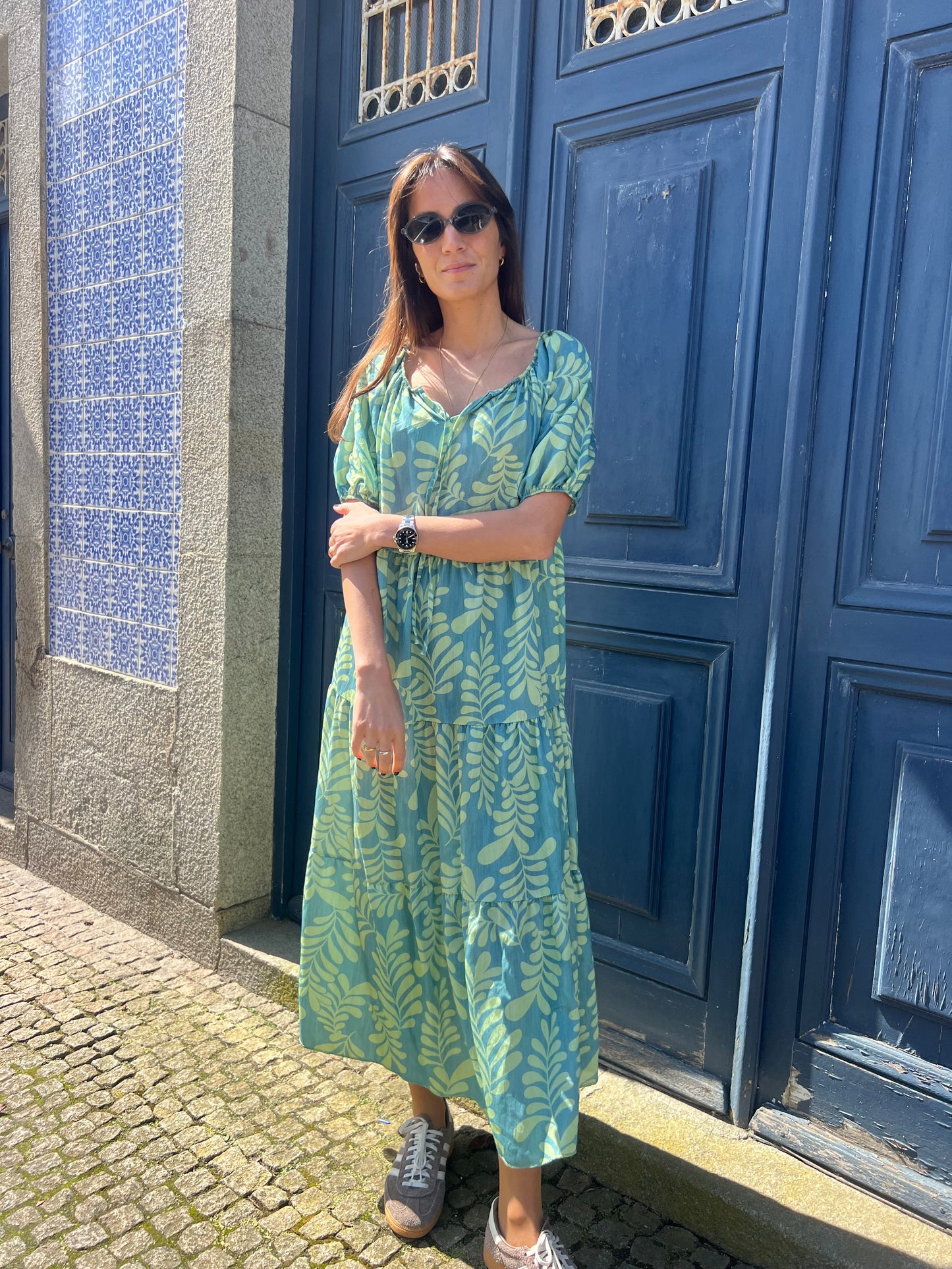 Vestido leaves agata