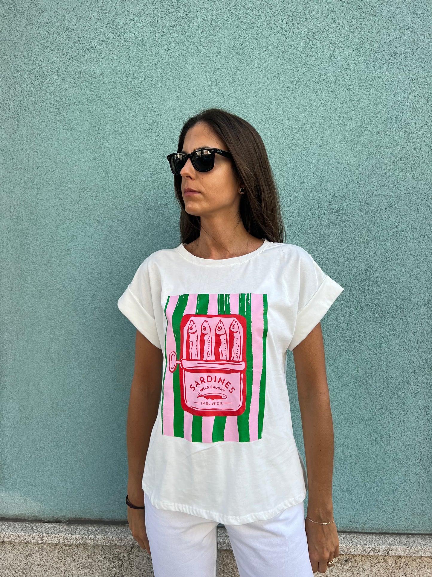 T shirt sardines branca