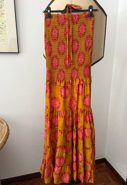 Vestido favos laranja
