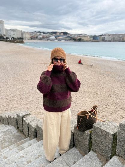 Camisola gola alta riscas