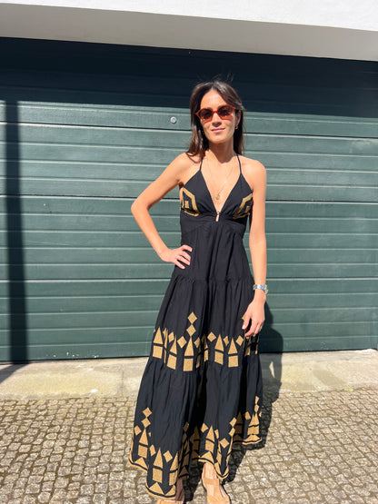 Vestido preto losangos