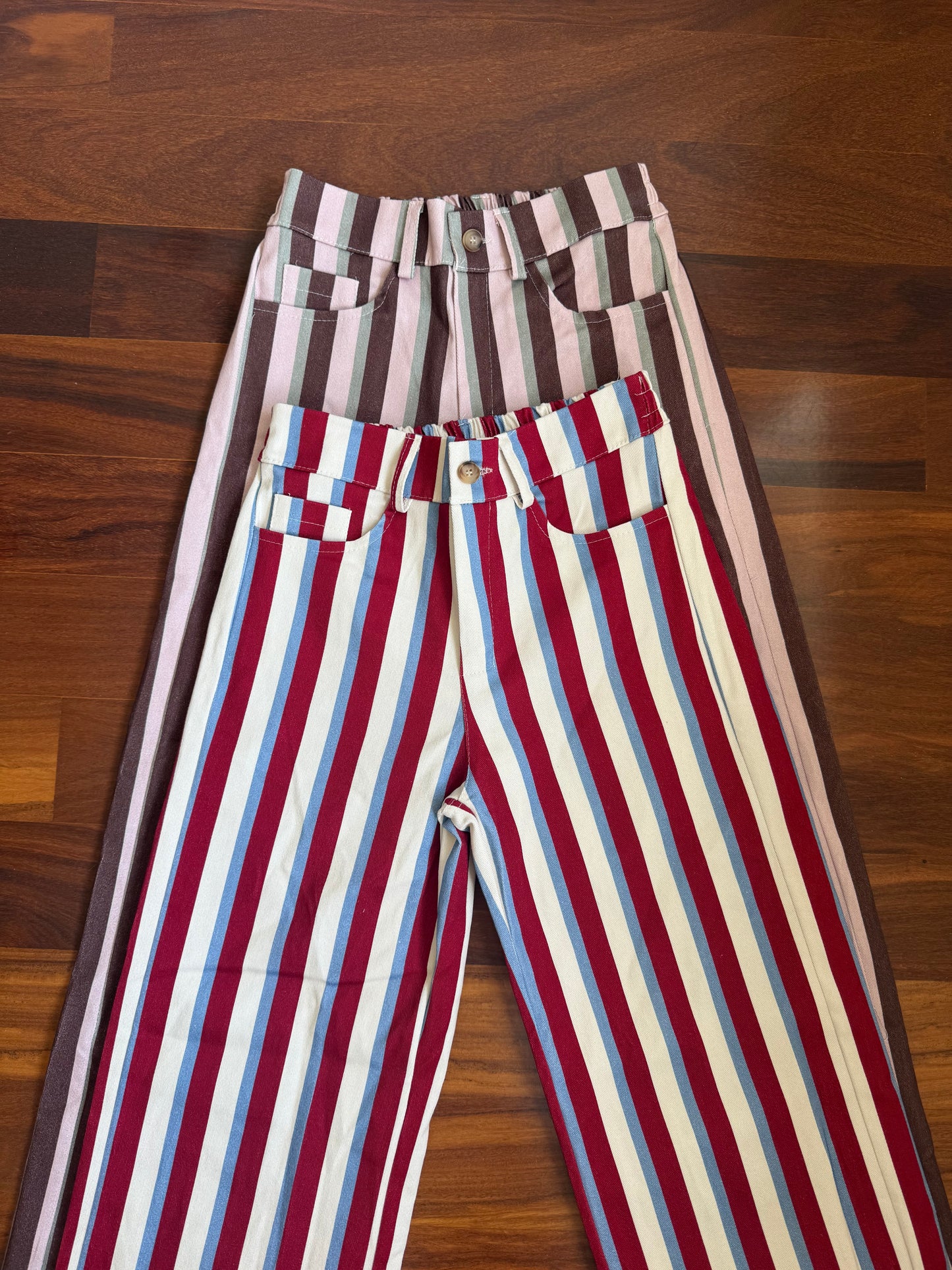 Calças tricolor rosa