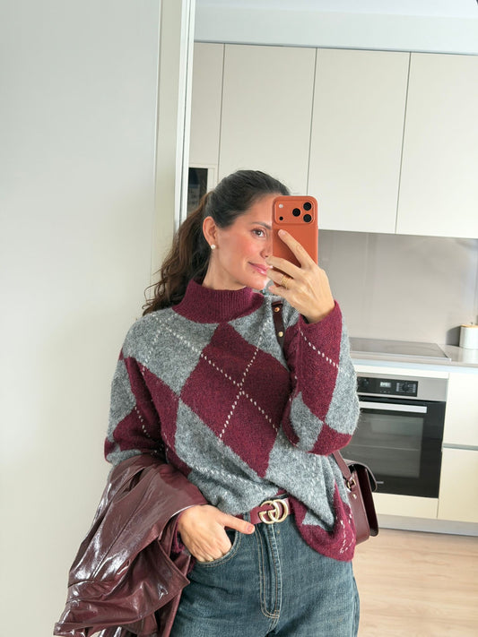 Camisola gola alta burgundy