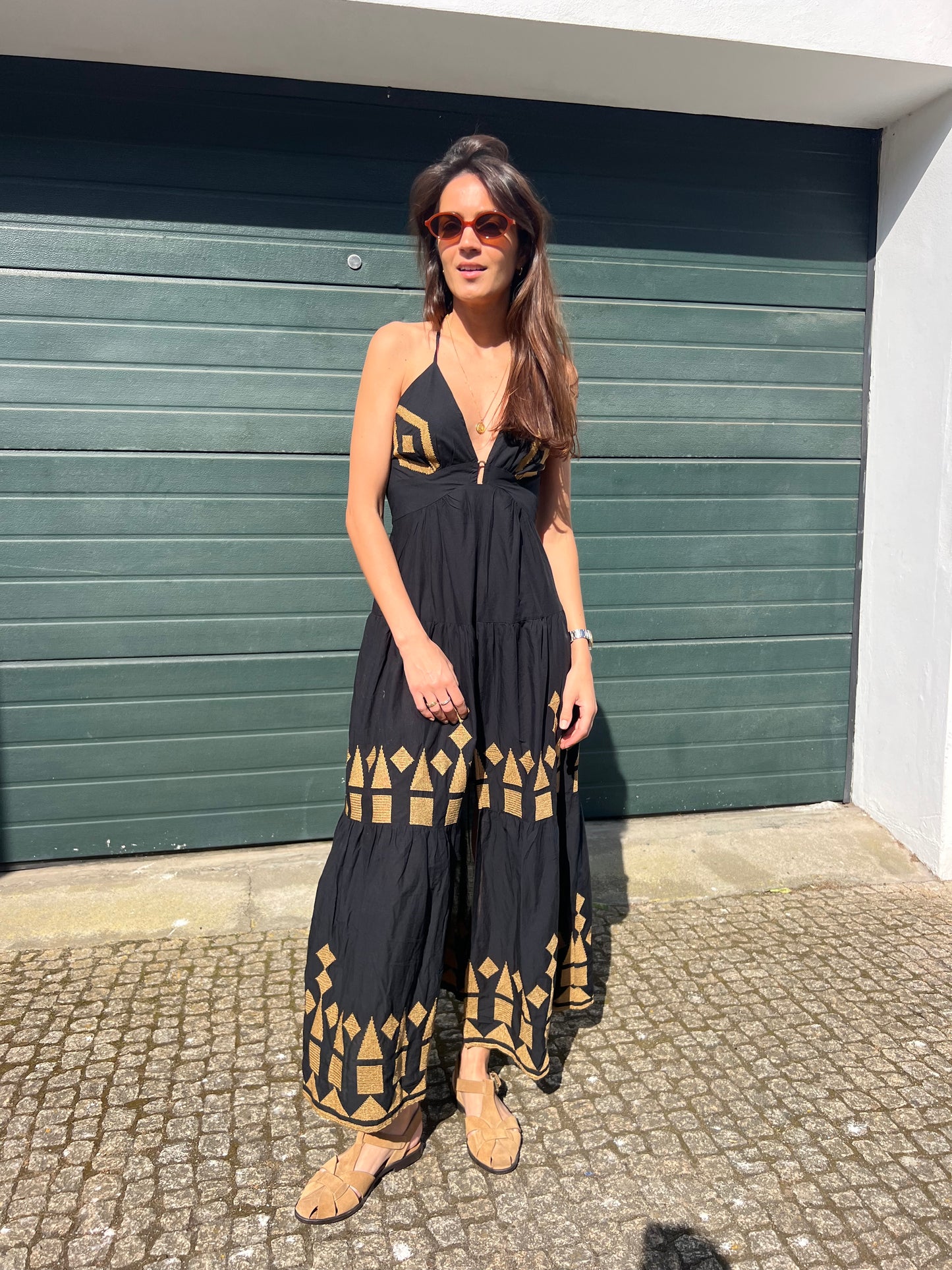 Vestido preto losangos