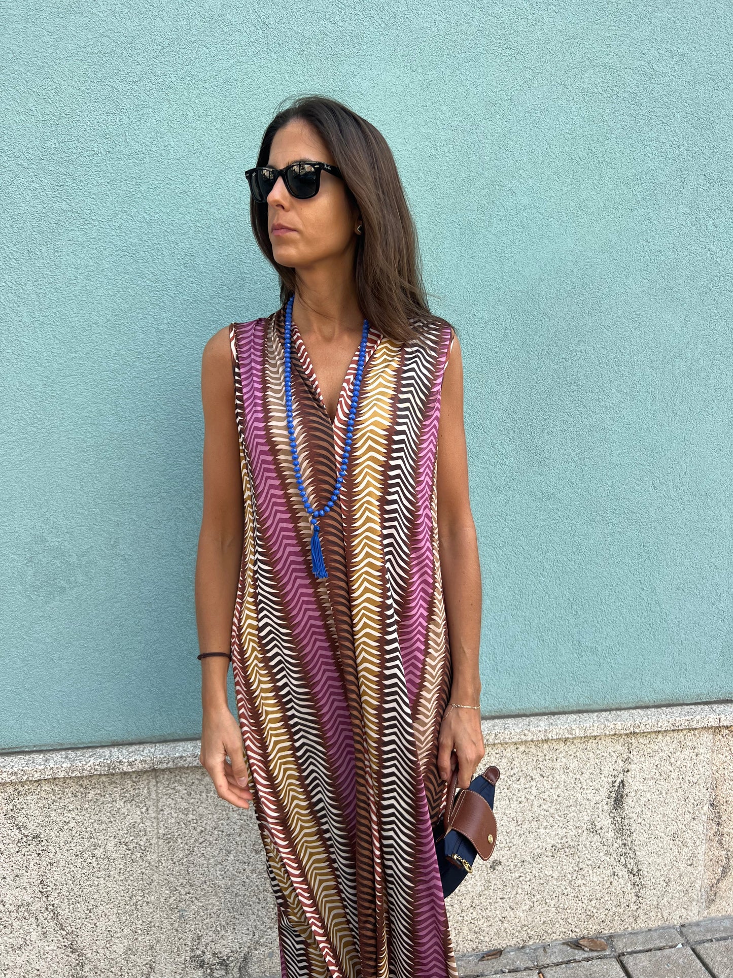 Vestido espiga castanho