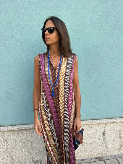 Vestido espiga castanho
