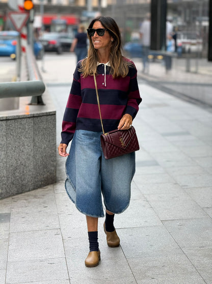 Polo marinho e burgundy