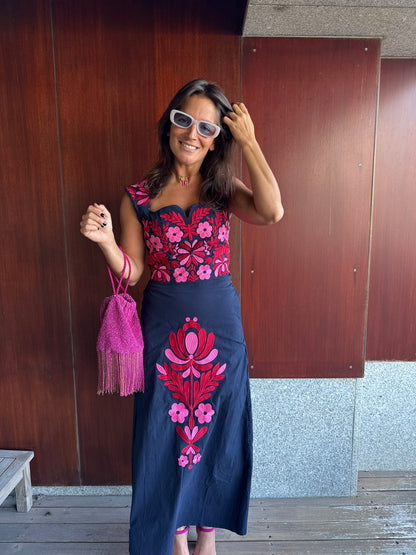 Conjunto marinho bordado