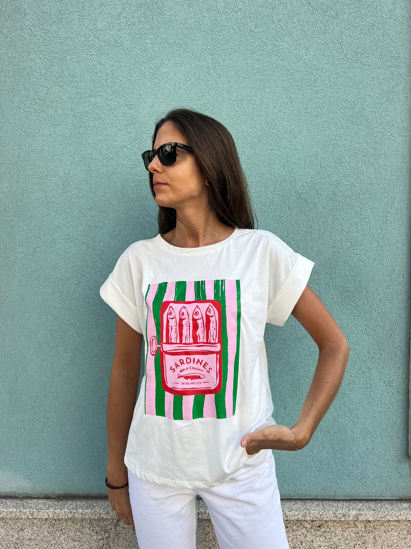 T shirt sardines branca