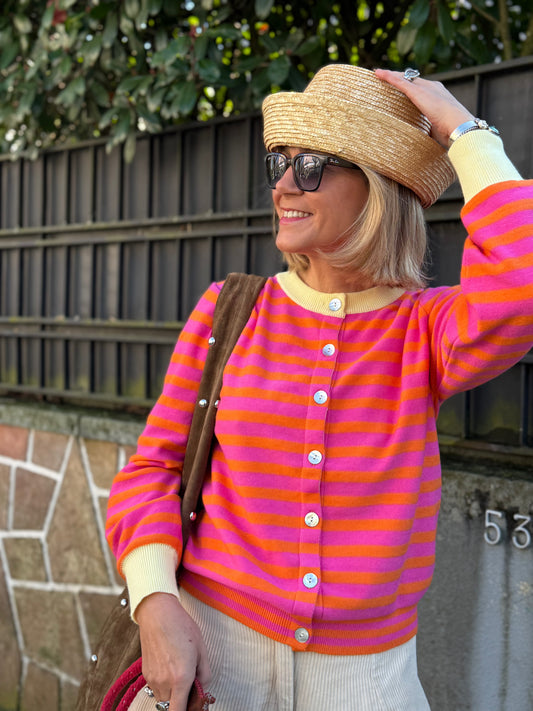 Casaco riscas laranja