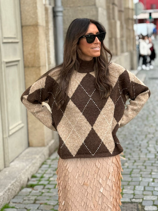 Camisola gola alta coffee