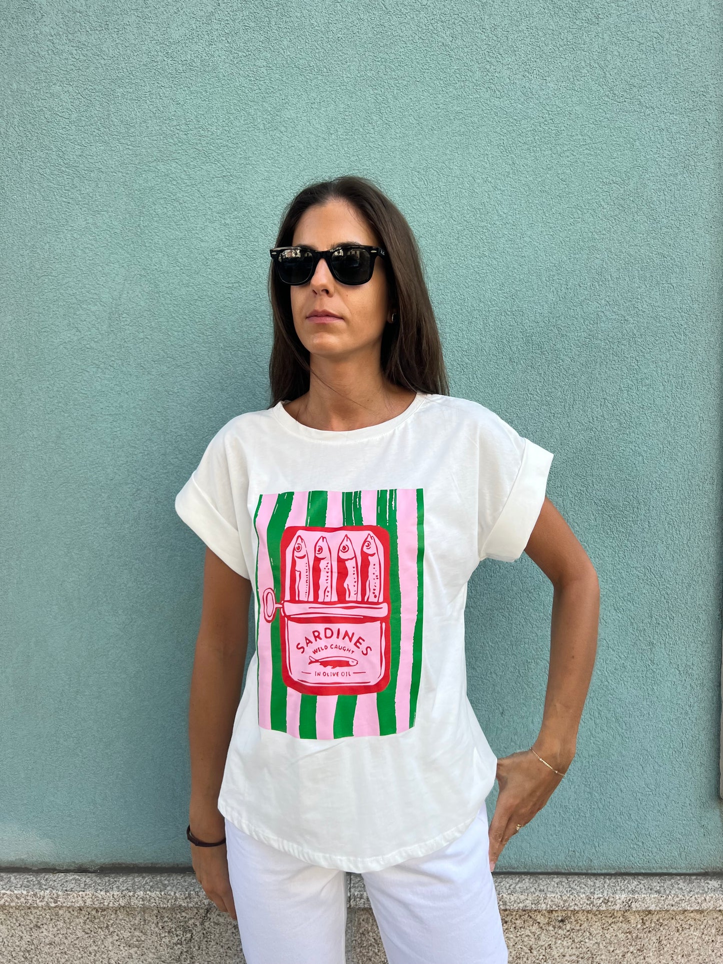 T shirt sardines branca
