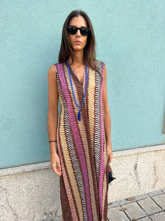 Vestido espiga castanho
