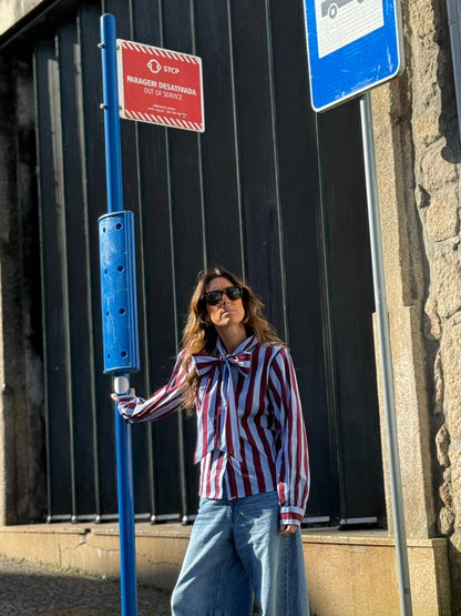 Camisa riscas laço
