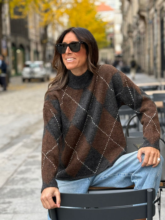 Camisola gola alta gris