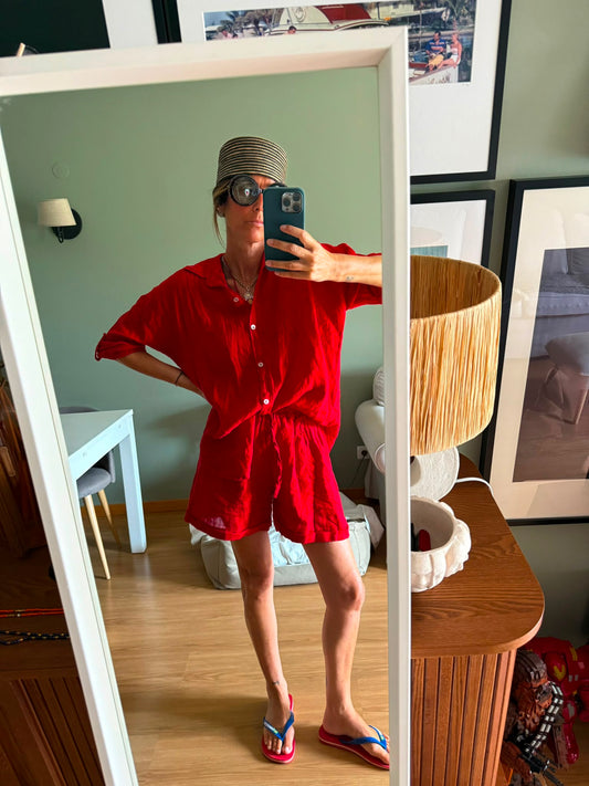 Conjunto linho vermelho
