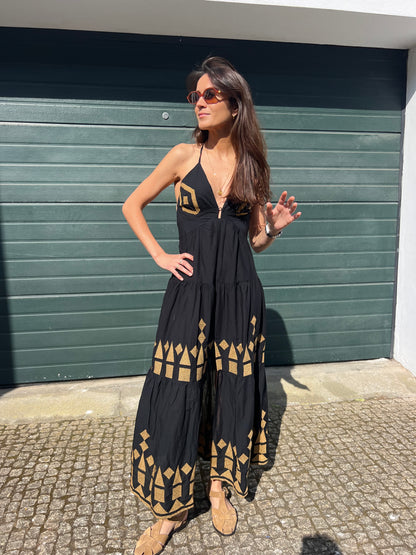 Vestido preto losangos
