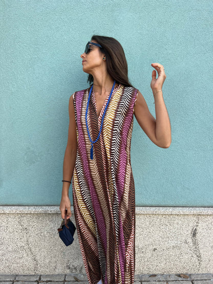 Vestido espiga castanho