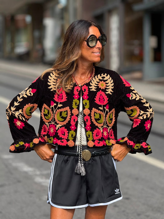 Bolero veludo preto