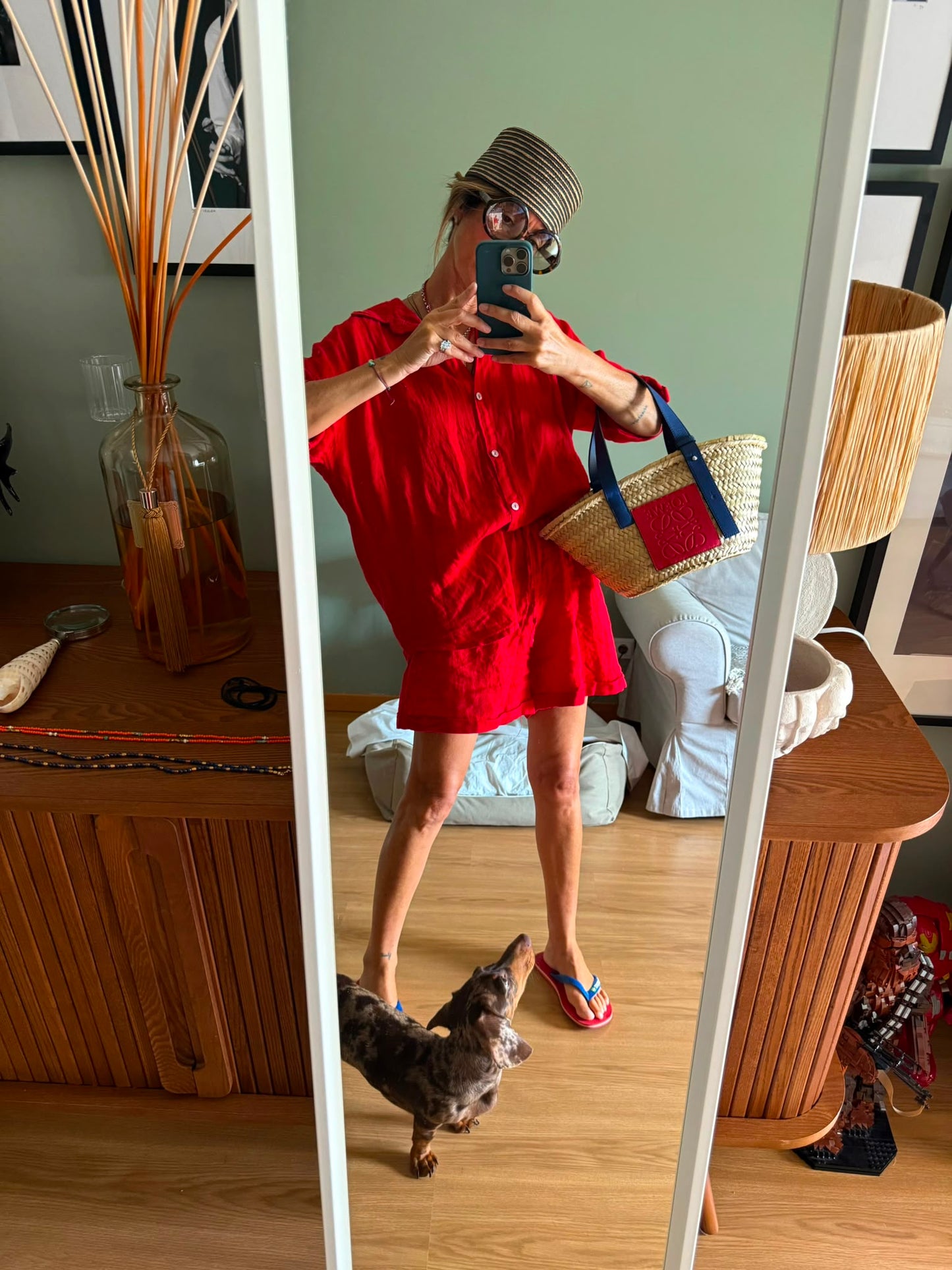 Conjunto linho vermelho