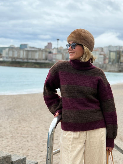 Camisola gola alta riscas