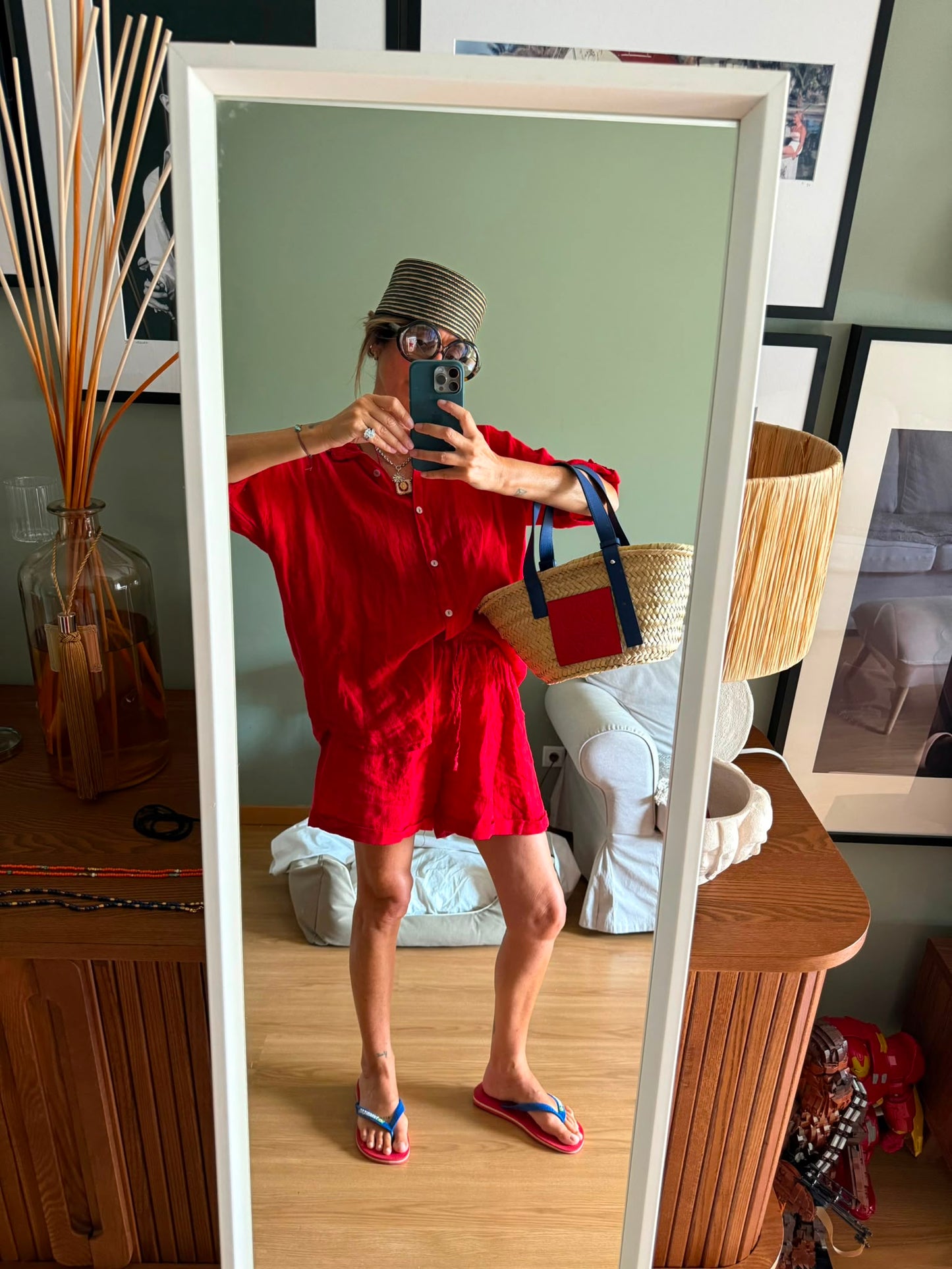 Conjunto linho vermelho