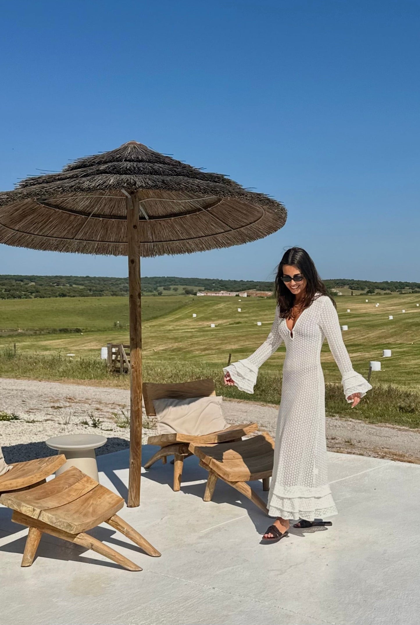 Vestido branco folho