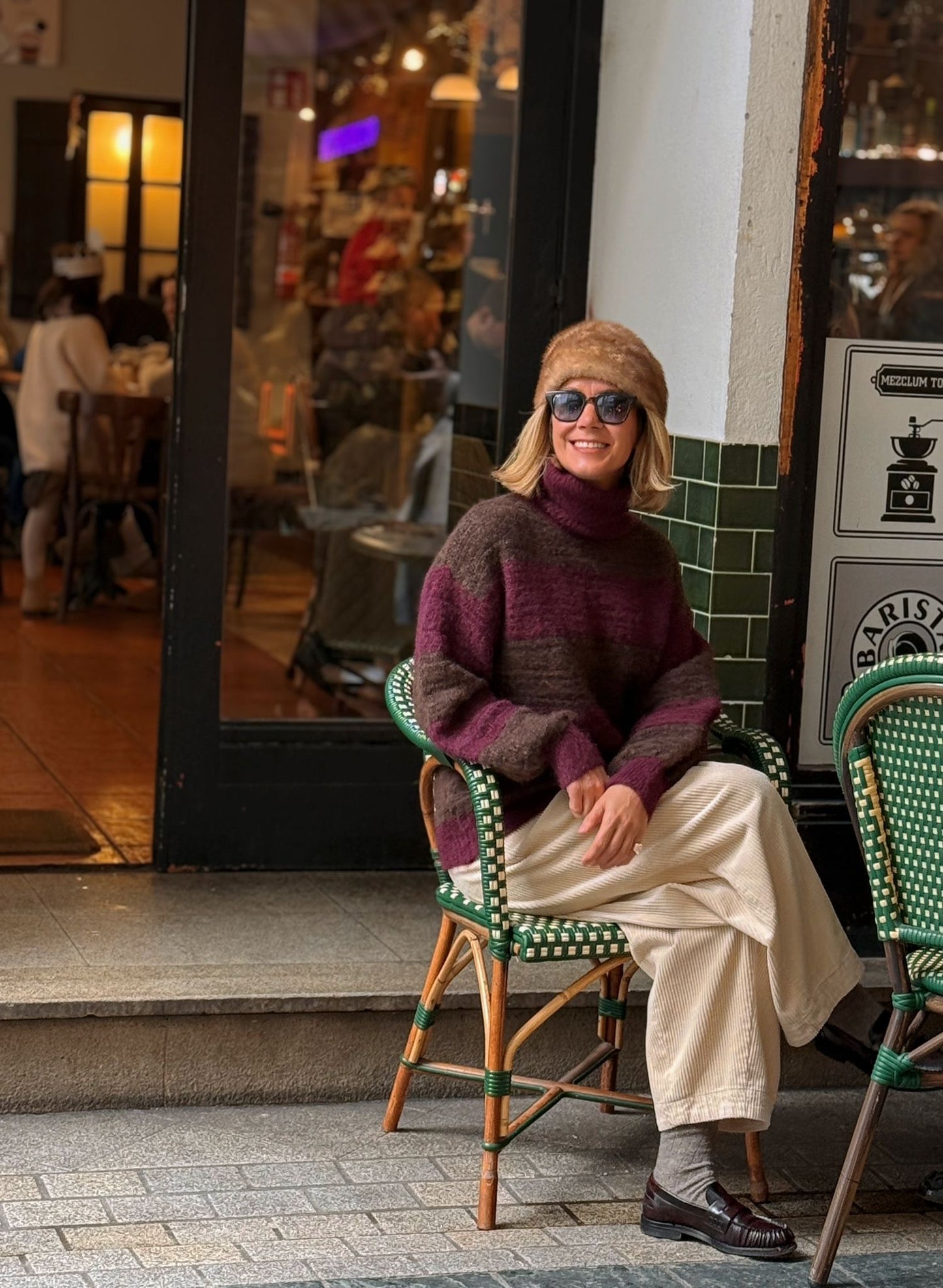 Camisola gola alta riscas