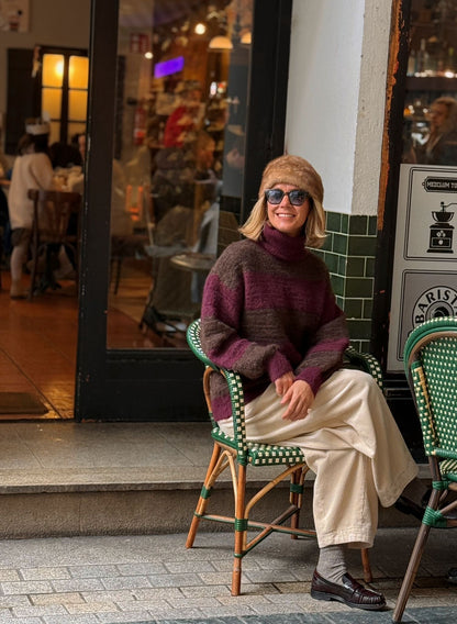 Camisola gola alta riscas