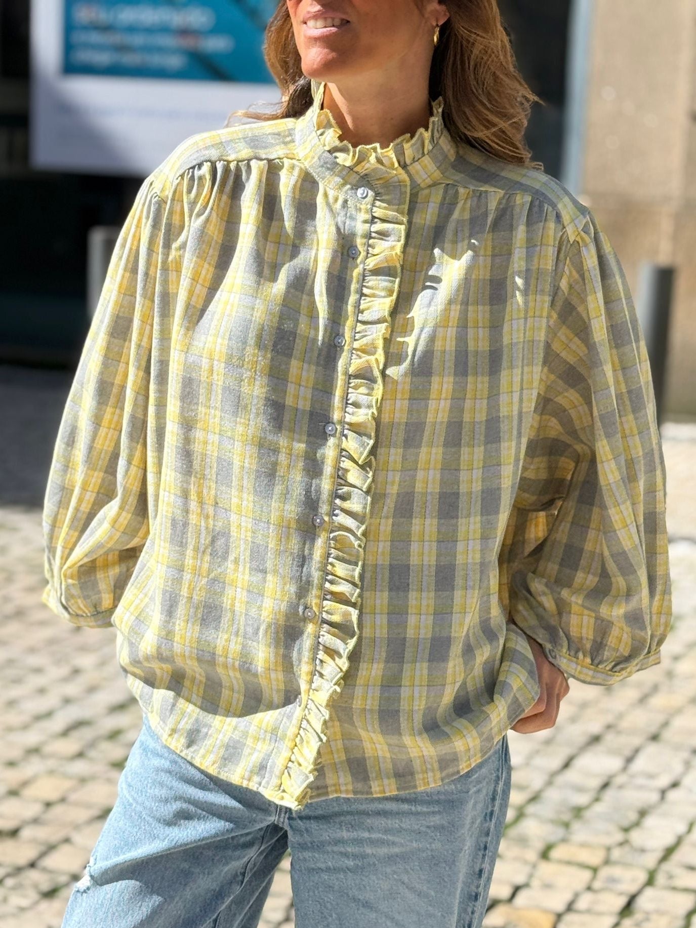 Camisa xadrez amarela