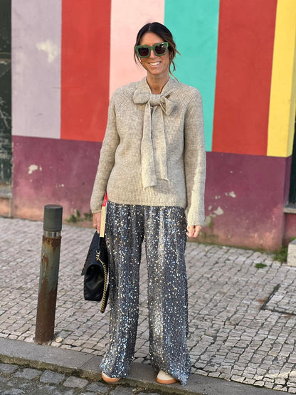 Camisola laço bege