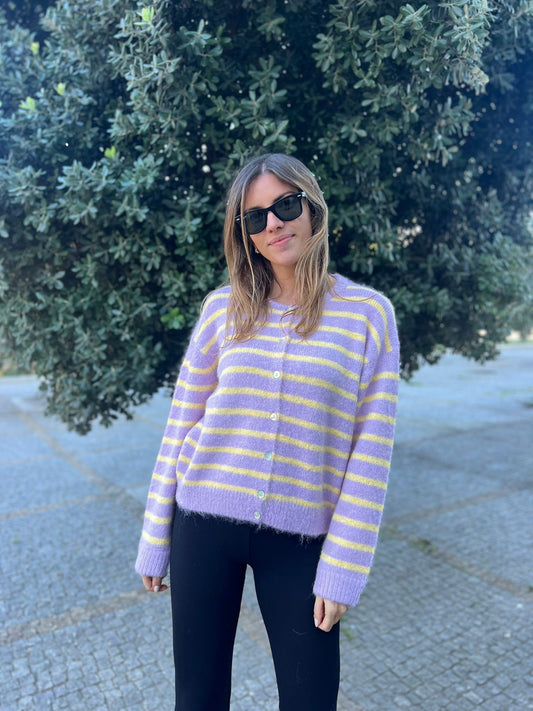 Casaco riscas lilás