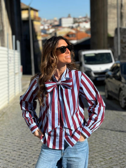 Camisa riscas laço