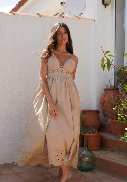 Vestido mykonos bege