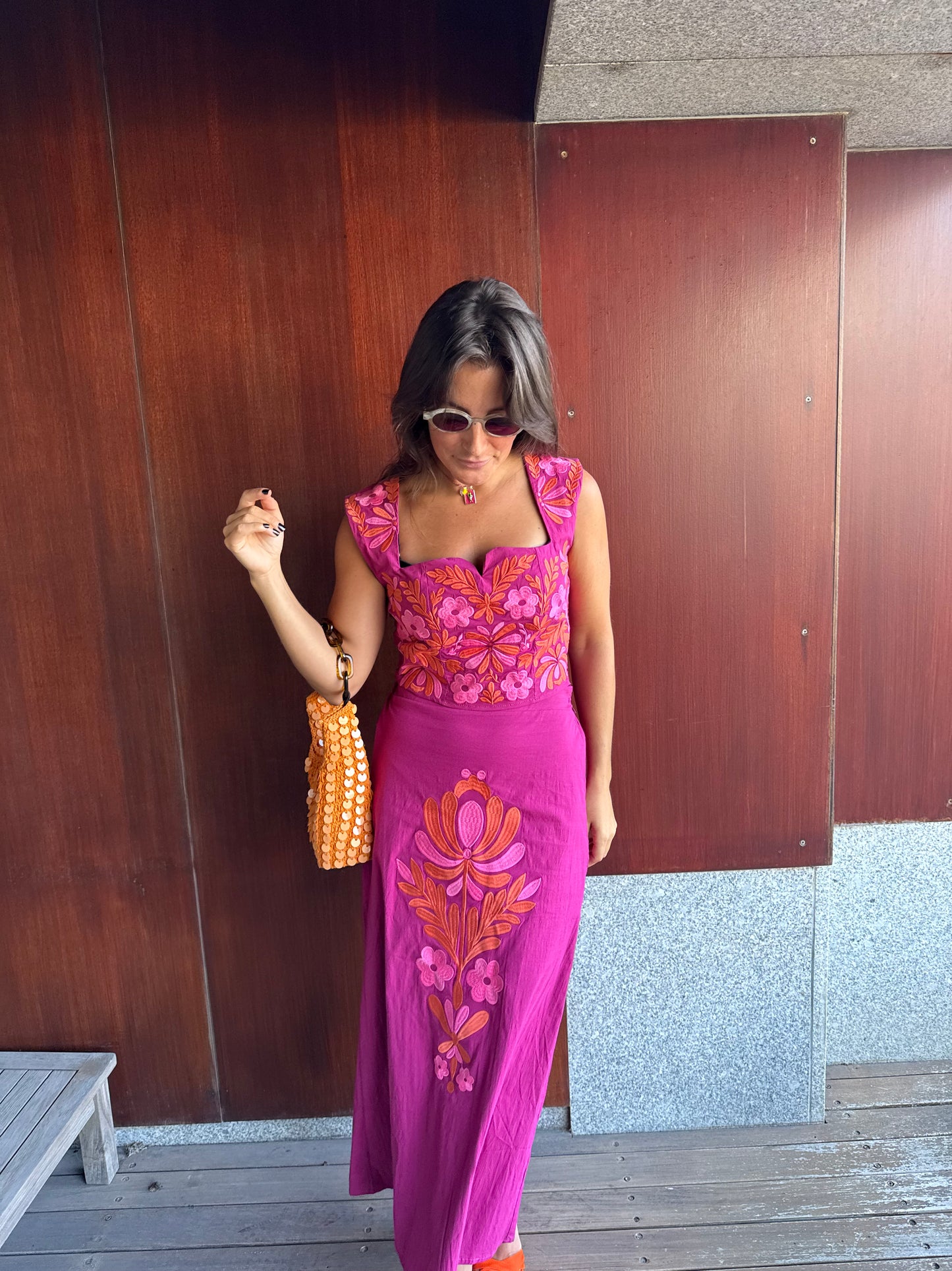 Conjunto rosa bordado