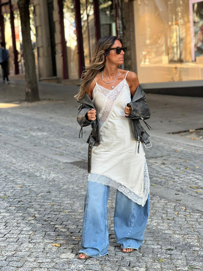 Vestido cru renda