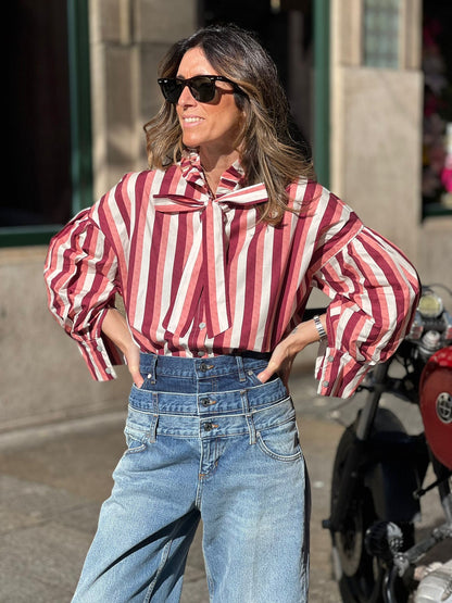 Camisa laço riscas
