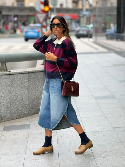 Polo marinho e burgundy