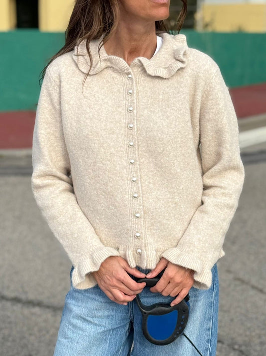 Casaco bege com gola