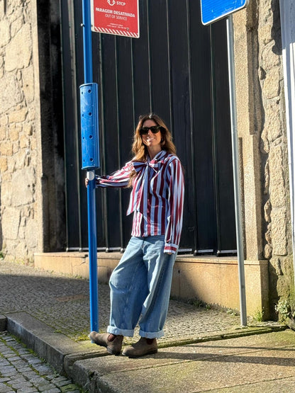 Camisa riscas laço